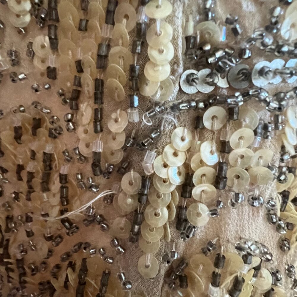 Vintage Sue Wong Silver/Cream Beaded Detail Midi-Dress - Picture 7 of 10